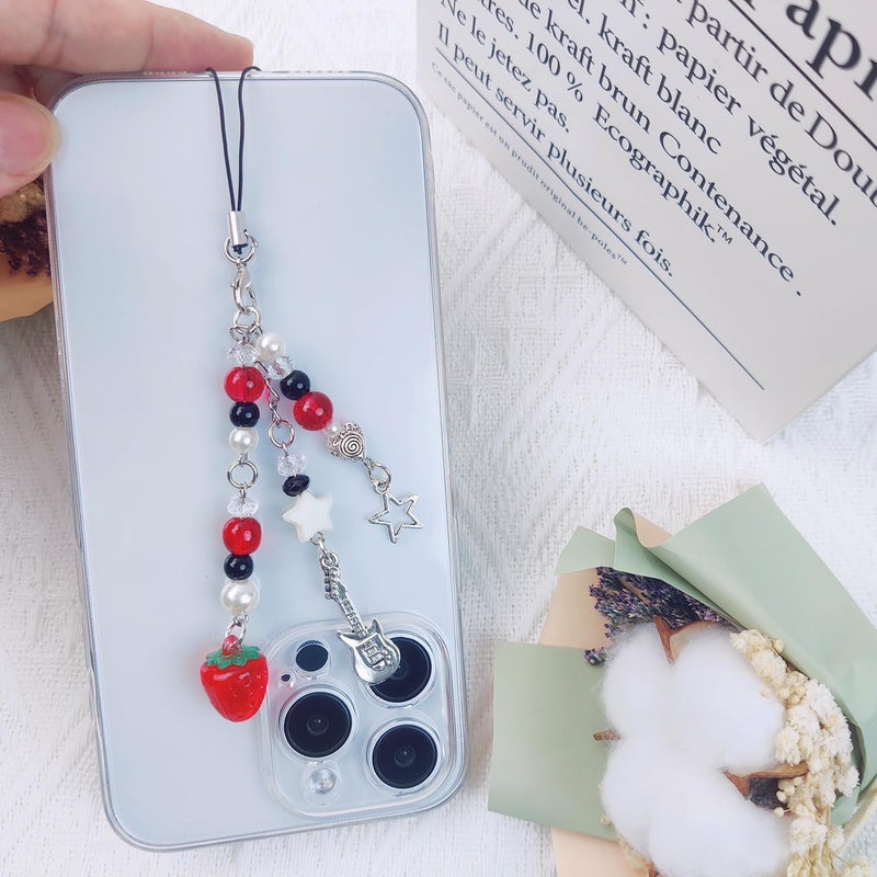 cioatu 1-4PCS Cute Phone Charms Aesthetic Y2K Cell Phone Charms Strap Strawberry Butterfly Star PhoneCharm Y2K Accessories for Bag Keychain Airpods Camera Pendants Decor - Image 5